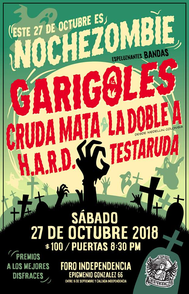 Setlist_me's tweet photo. #NocheZombie 🧟♂️🧟♀️
Será un noche repleta de horror y diversión con #Garigoles #CrudaMata #LaDobleA #HARD #Testaruda
➡️Próximo sábado 27 de octubre en el @foindependencia https://t.co/0RSk7KuSmD