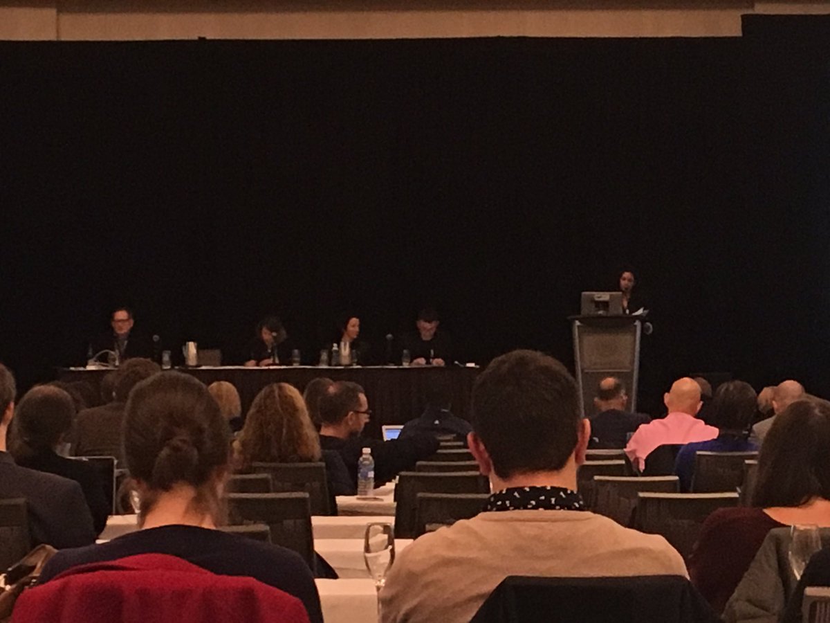 Two comcult grads on the plenary panel at #aoir2018 thanks <a href="/a_b_powell/">Alison Powell @abpowell@someone.elses.computer</a> <a href="/sarahrsharma/">Sarah Sharma</a> and all presenters