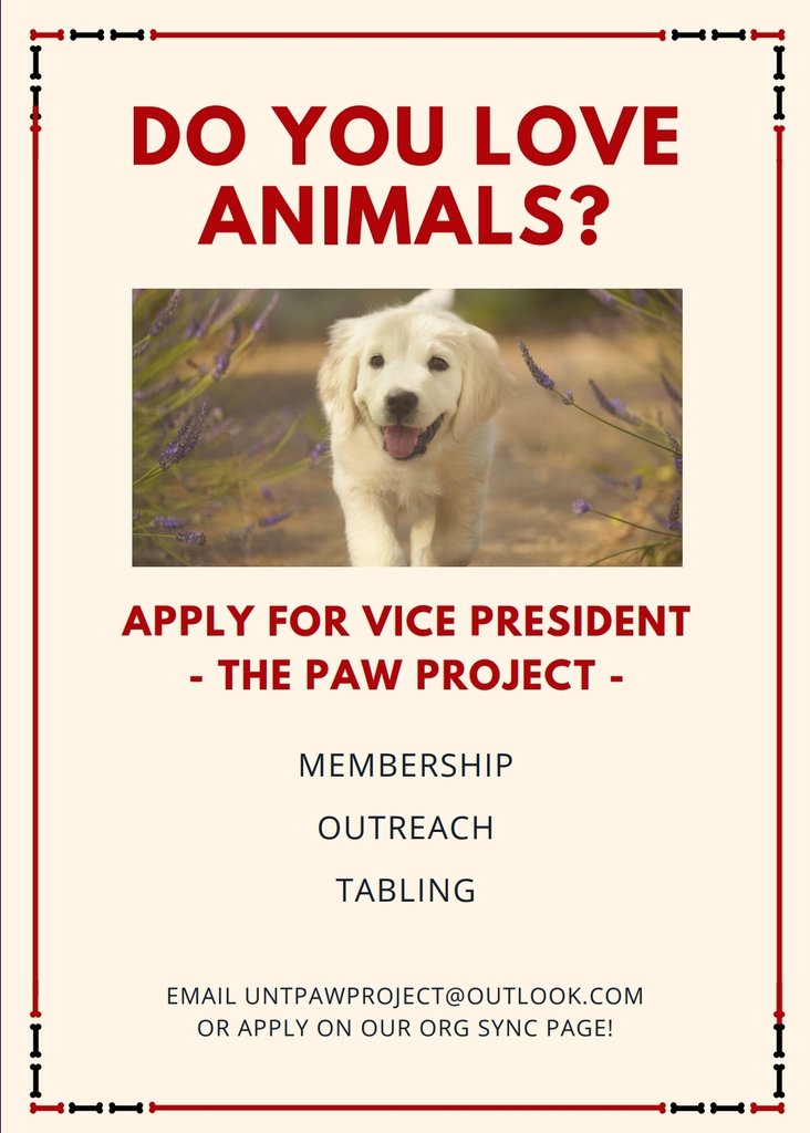 Our VP position is open! Love animals and want to grow your leadership skills? Apply now for the Paw Project! 🐶🐱