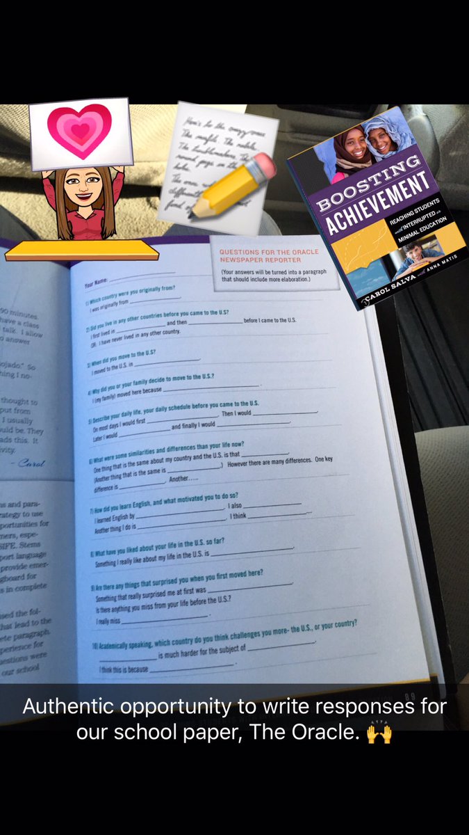 DrCarolSalva's tweet photo. A3) Opportunities to write for an authentic audience! Here are sample sentence frames for our school newspaper reporter. Her questions, my frames. #BoostingAchievement #ELs_CAN #EllProTip
(@StratfordSBISD rocks!) https://t.co/pASfkHt7RU
