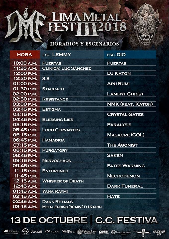 LMF_2015's tweet photo. A 2 dias  #LimaMetalFest 2018 C.C.Festiva #Metal #metalhead #Peru lml https://t.co/LgExskfQ0L