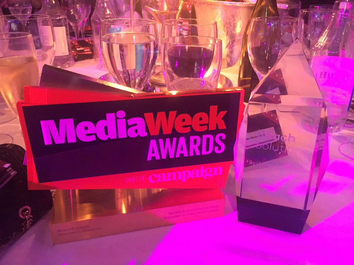 KathrynSaxon's tweet photo. Picked up two awards at tonight’s mediaweek awards ..best research insight and best agency partner ! #wavemakeruk https://t.co/BQ4qtHXPvu