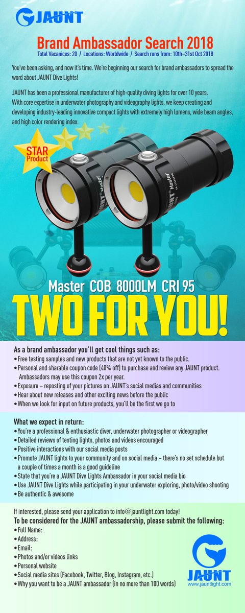 Divepro(JAUNT) Diving light-Sunday Wong tweet media