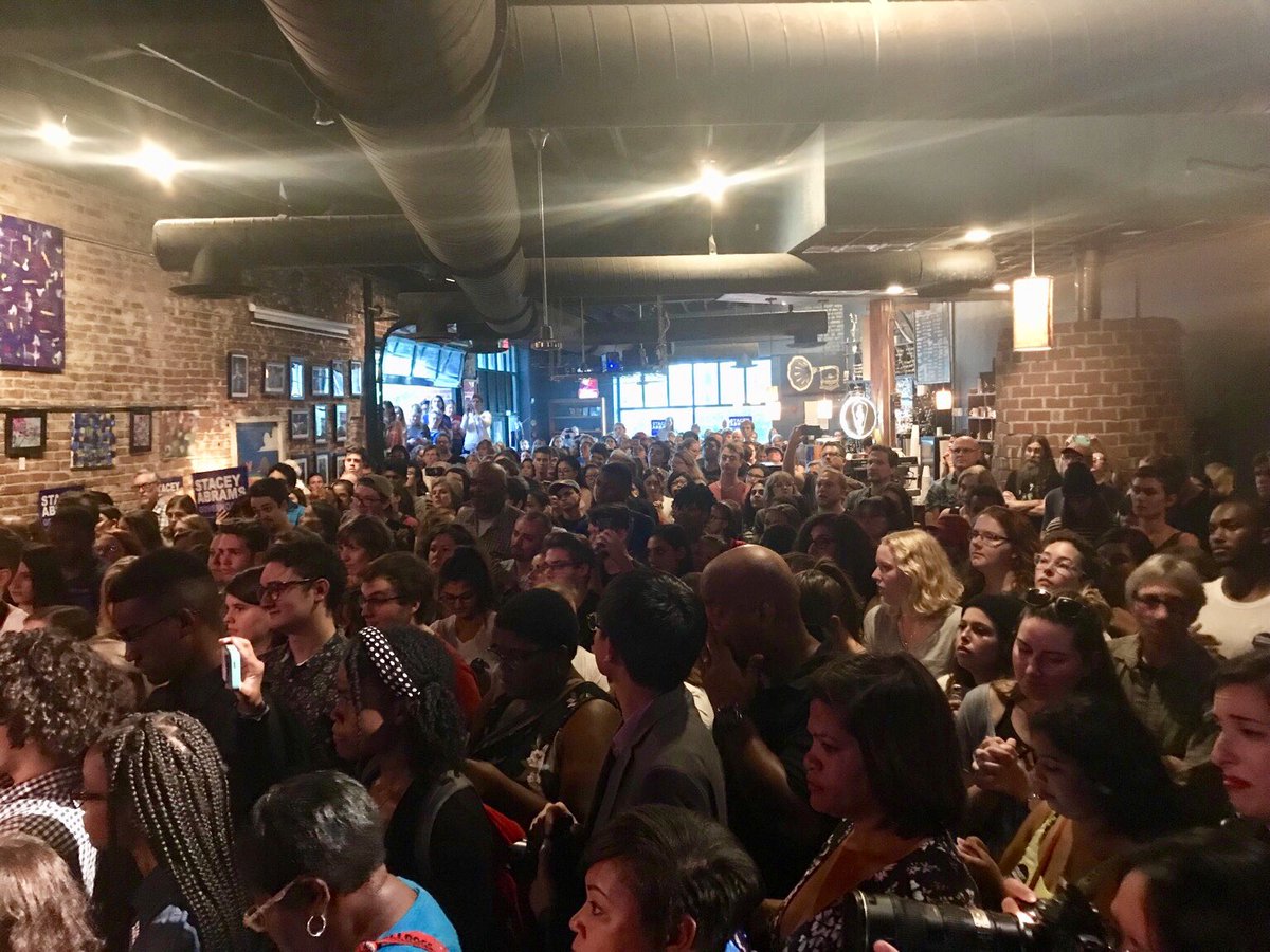 staceyabrams's tweet photo. Excited to be back in Athens tonight to share my vision for Georgia! This packed house is ready to lead our state forward – so let's get it done. #gapol https://t.co/cSGSlwrRwa