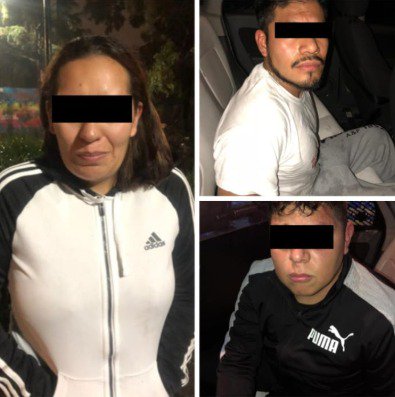 Dos hombres y una mujer "Los Chineros"  implicados con los delitos de extorsión, cohecho y resistencia de particulares fueron detenidos por #PoliciaCDMX.