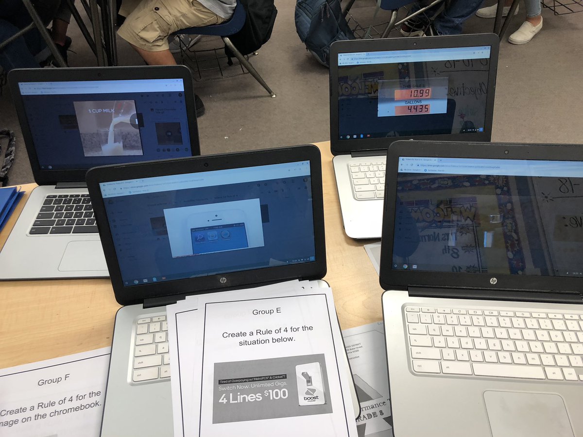 idewthemath2's tweet photo. Multiple representations...teams were given either a table, graph, equation, or short video clip and had to create the Rule of 4 on poster paper...success! 😁 #TeamBCSD #TeamMATH #iteachmath https://t.co/G7yZ8AsVMB