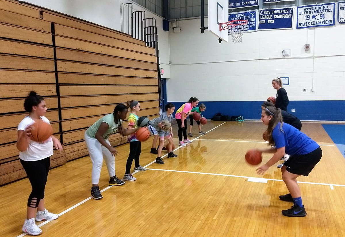 Huge thanks to coaches <a href="/CoachTB_SC/">Trisha Brown</a>  @coachshelbuck11 <a href="/coachkarakelly/">Kara Kelly</a> and the entire <a href="/stonehillwbb/">Stonehill Women’s Basketball</a> squad for coming back to <a href="/AHS_Bluepride/">Attleboro High</a> to put on tonight's awesome youth clinic. Another FUN night of 🏀 @mhoule32 @AboroPrincipal <a href="/Aybaboard/">AYBABasketball</a>