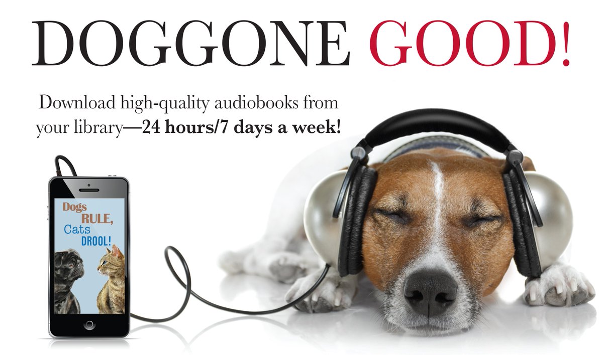 a photo of a dog listening to an audiobook on a smartphone with headphones