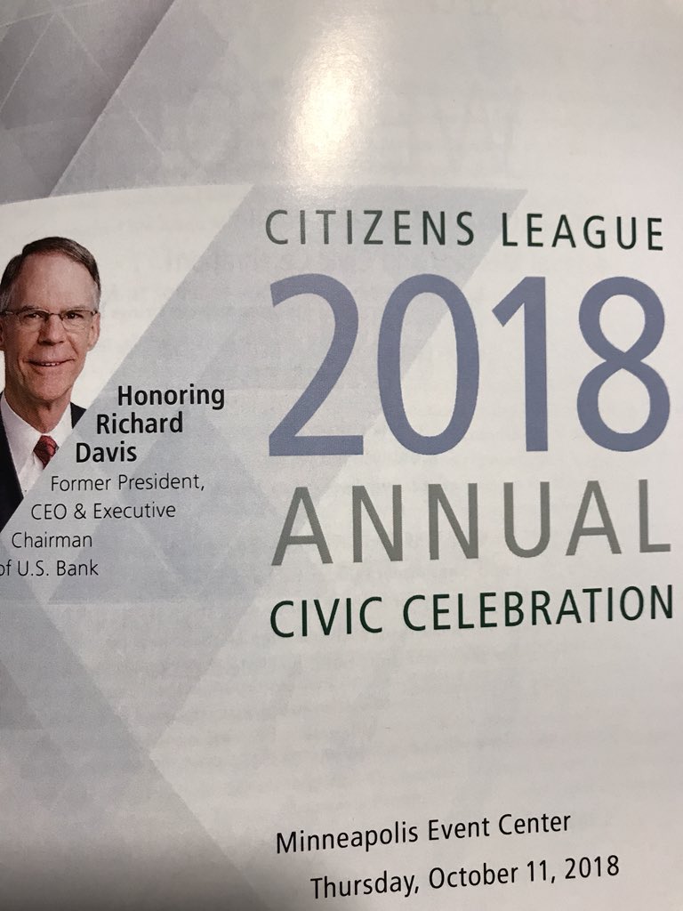 Beyond excited to join MN leaders serving on the <a href="/CitizensLeague/">Citizens League</a> Board of Directors. Thanks for a great evening honoring Richard Davis at tonight’s #CivicCelebration.