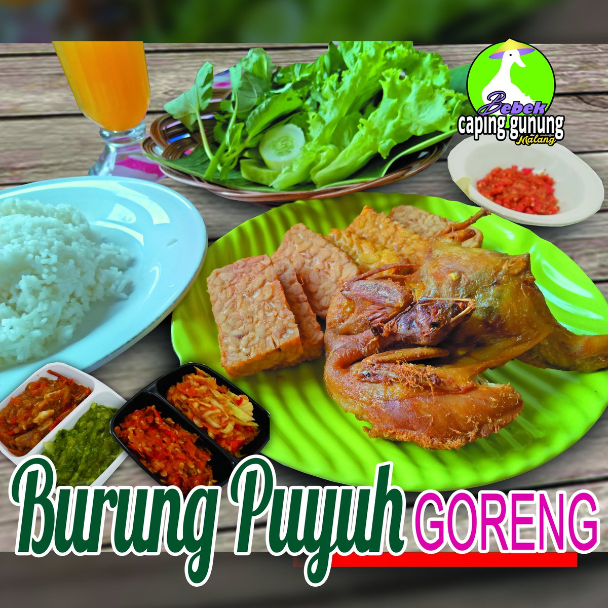 SWTani2's tweet image. Menu Baru !!! 
Bebek Caping Gunung Malang punya Menu baru Burung Puyuh Goreng/Bakar+Aneka Sambal+Lalapan
1. Jl. S. Supriadi 138 A, Sukun-Malang (Lantai 2 di atas Bangunan Alfa Mart). Dekat Universitas Kanjuruhan Malang
2. Jl. Bend. Sigura-Gura Kav. 4 No. 1 Malang. Sebelah ITN
