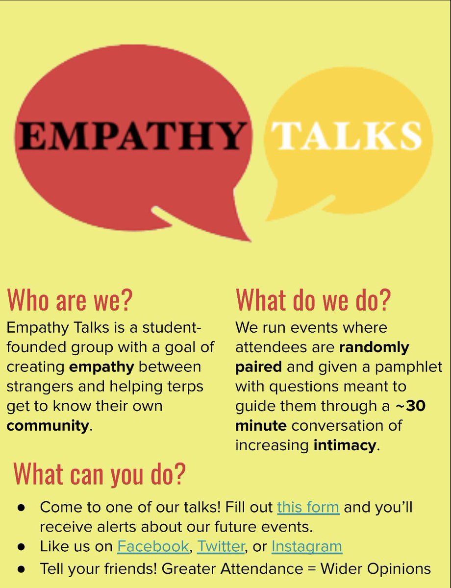 EmpathyTalks's tweet photo. Interested in joining Empathy Talks? Email us at empathytalks@Gmail.com! https://t.co/QJsY3lMoGA