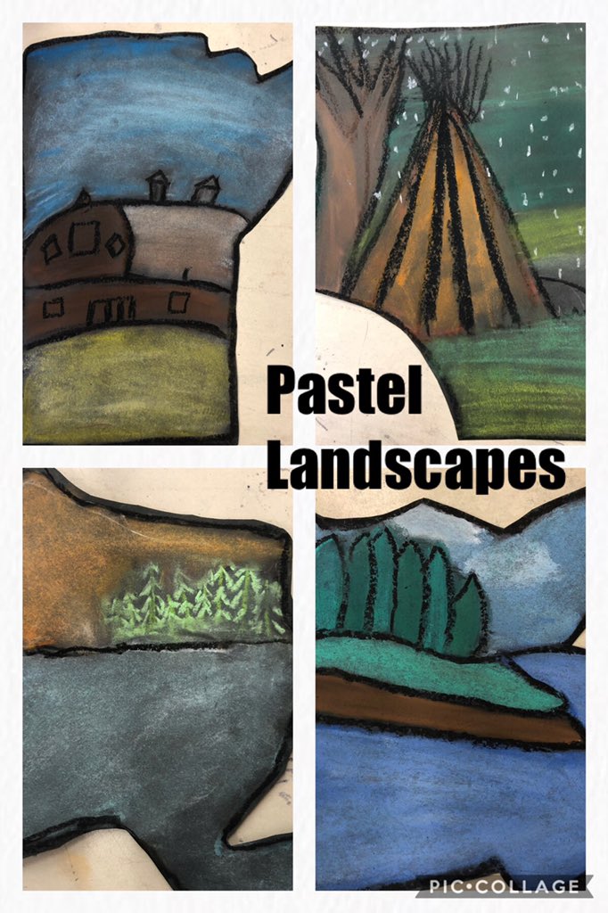 kangus25's tweet photo. Grade 4/5 provincial landscapes in our art class this week - such mature work! @Kaylehodgson #strwsd https://t.co/nqKYUgjmEE