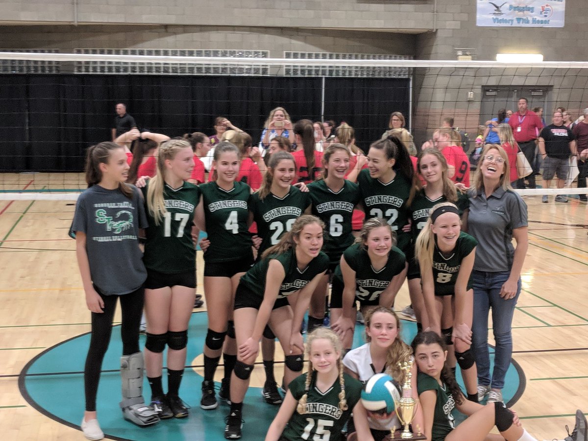 STMS 8th grade girls win their first Championship in girls Volleyball. Nice job Stingers!