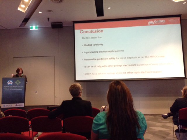 lauramalberto's tweet photo. Presenting findings on the accuracy of a #qSOFA based #sepsis screening tool at the #ASM2018Adelaide, this are preliminary findings of The Nurse Initiated Sepsis Screening Study [#TheNISSstudy] conducted in @buenosaires #Argentina https://t.co/nqDU7qq5k1