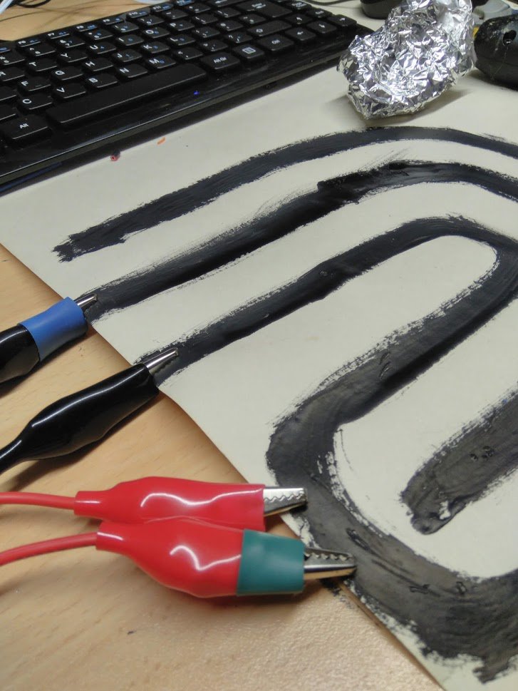 Getting ready for another great session tomorrow - "Tin Foil Feet". Painting with electrically conductive paint, making a circuit and walking through with tin foil on our feet - not setting off the code on the #RaspberryPi