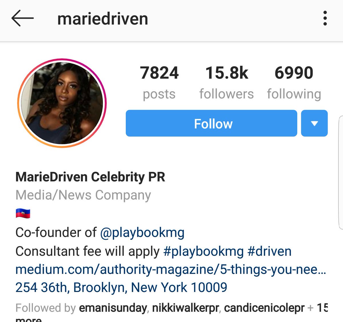 Marie Driven IG: mariedrivenPRCo-Founder of PlaybookMGMedia