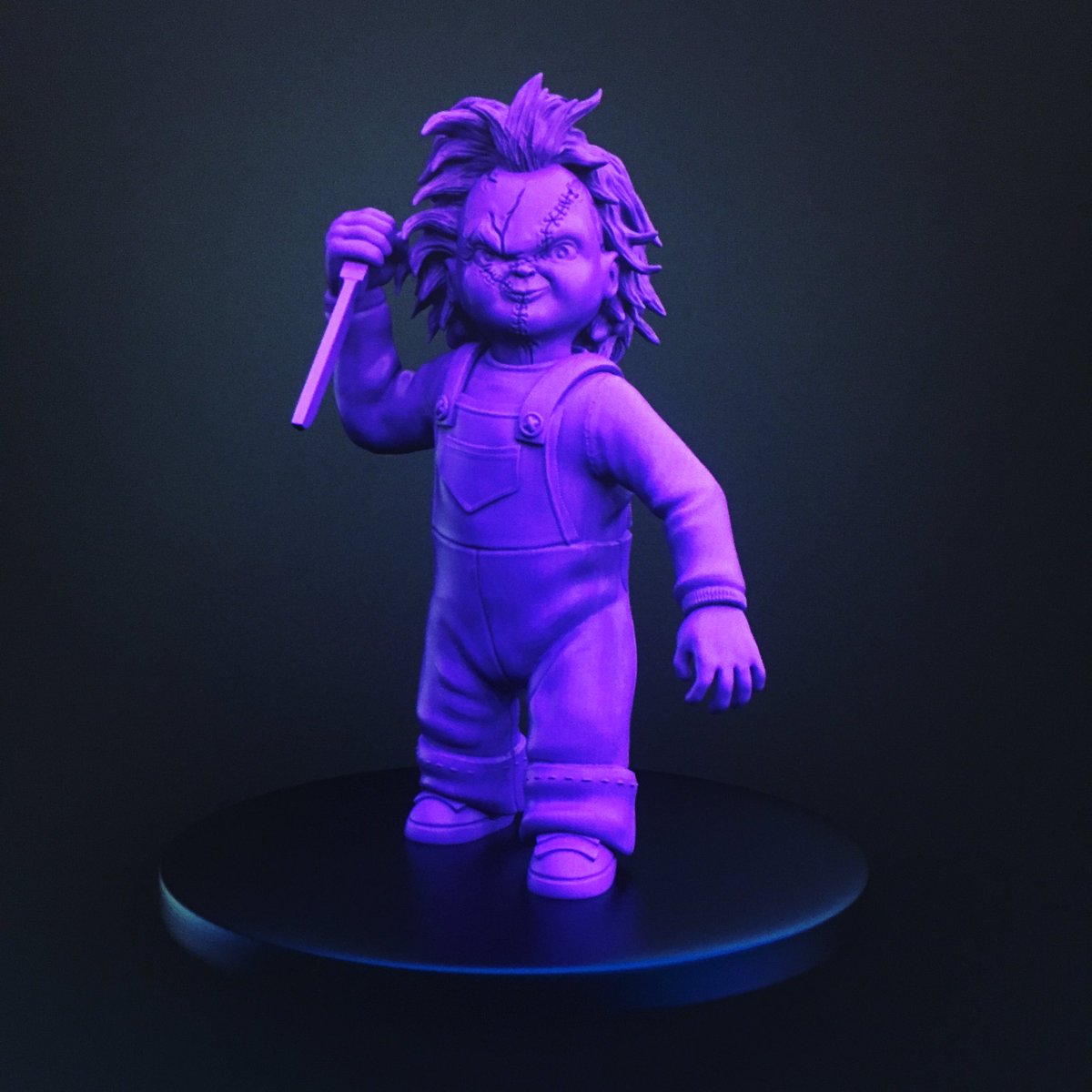AndyTrickmonkey's tweet photo. Chucky miniature is done! Video and free digital model will be available tomorrow! Happy Halloween. #3dprinting #horrorrpg #childsplaymovie #chucky #gamingminiatures #slashermovies #horrormovies #figurine https://t.co/5VD8tX1dgg