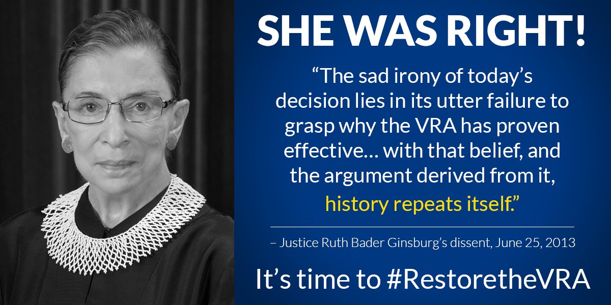 She was right. History is repeating itself. Discriminatory voting laws are hurting voters of color again. Congress needs to #RestoreTheVRA and WE will #VOTE November 6th: vote.org