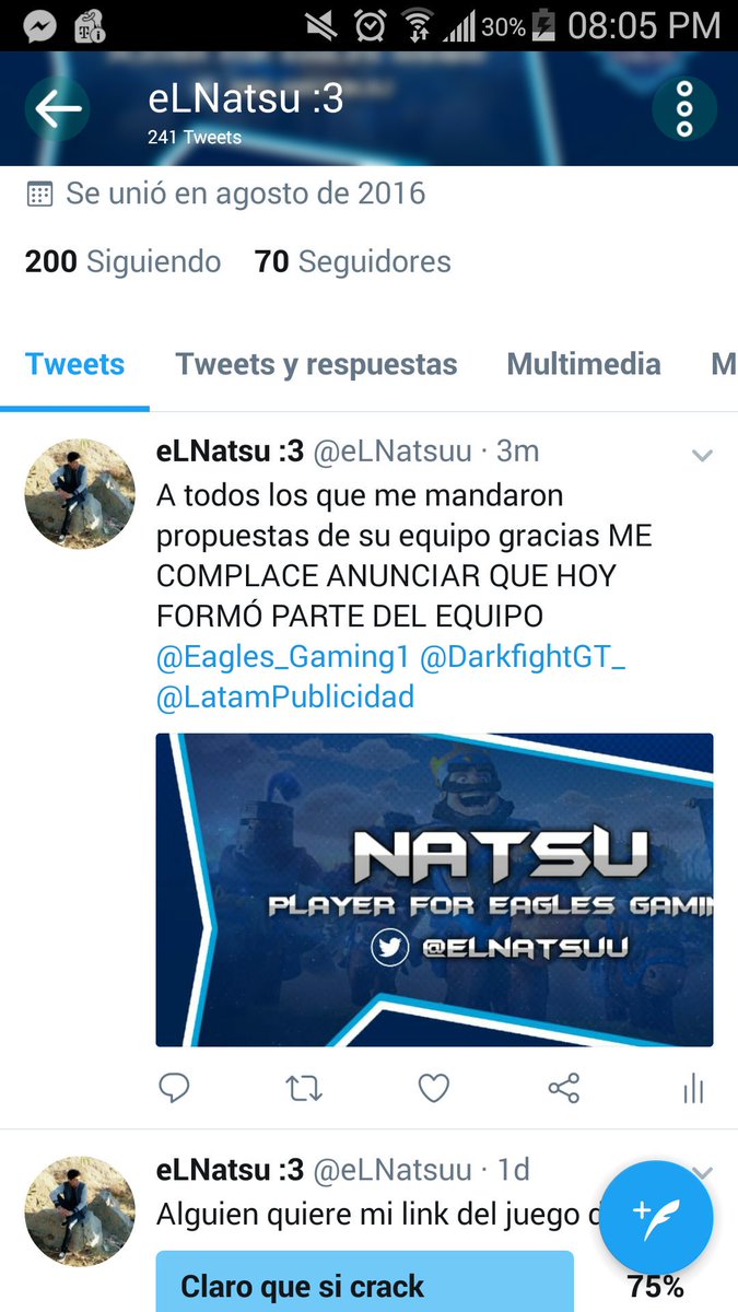 SiNatsuu's tweet photo. Bien gracias a todos pero ya tengo equipo gracias por su propuestas y animo a todos https://t.co/qvJtxBSzsb