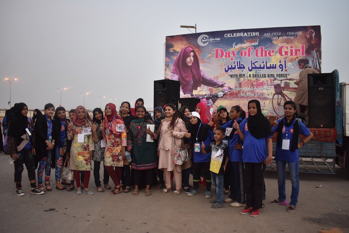 The Lyari's Girls Cafe celebrated the ‘International Day of the Girl’
#AaoCycleChalaen’ “let’s go cycling” 
at Sea view, Karachi 
#IDG2018 to highlight the challenges girls face while advocating for their empowerment.
Any distance, every mile - you can achieve your dreams.