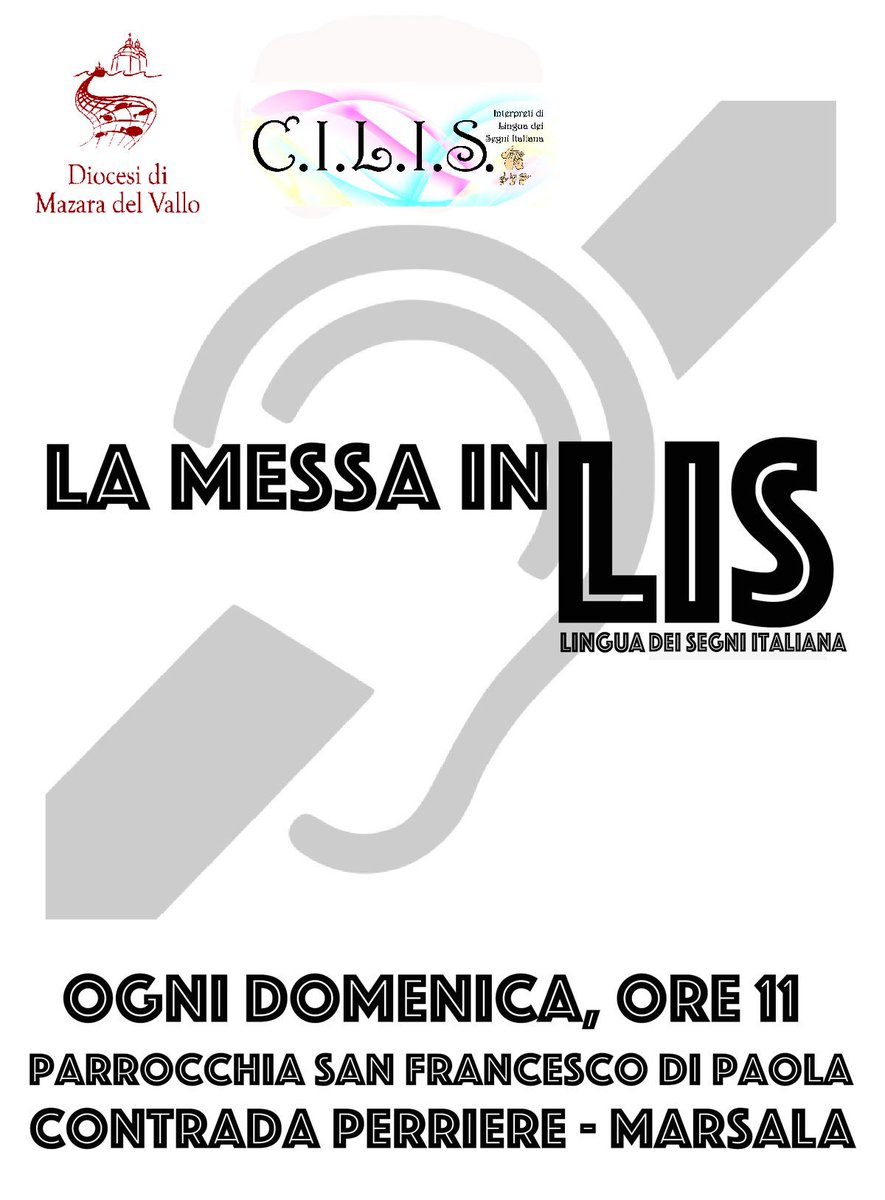 #Condividere In Diocesi, tutte le domeniche, i sordi possono seguire la santa messa presso parrocchia S.F.di Paola in #Marsala. Nuovo servizio con interprete #LIS <a href="/salvosamanna/">Salvo Samannà</a>.