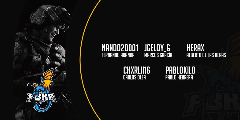 Vamos a celebrar la salida de #BlackOps4 de la mejor manera posible, anunciando nuestra squad😎
¡Vamos a por todas!
#FBKGO

<a href="/FBKG_HERAX/">Alberto de las Heras</a> 
@FBKG_Chxrlii16 
<a href="/Jgeloy__g/">Marcos García</a> 
<a href="/PablokiloYT/">Pablokilo 🎤</a> 
<a href="/FBKG_Nando/">FBKG_Nando</a>