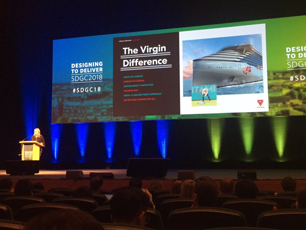 SprocketCX's tweet photo. Excited to be at #SDGC18 where Cathy Tobin from @VirginVoyages is kicking things off on day 2. 

“An epic sea change for all.”

#servicedesign https://t.co/fLBrg4Cwgl