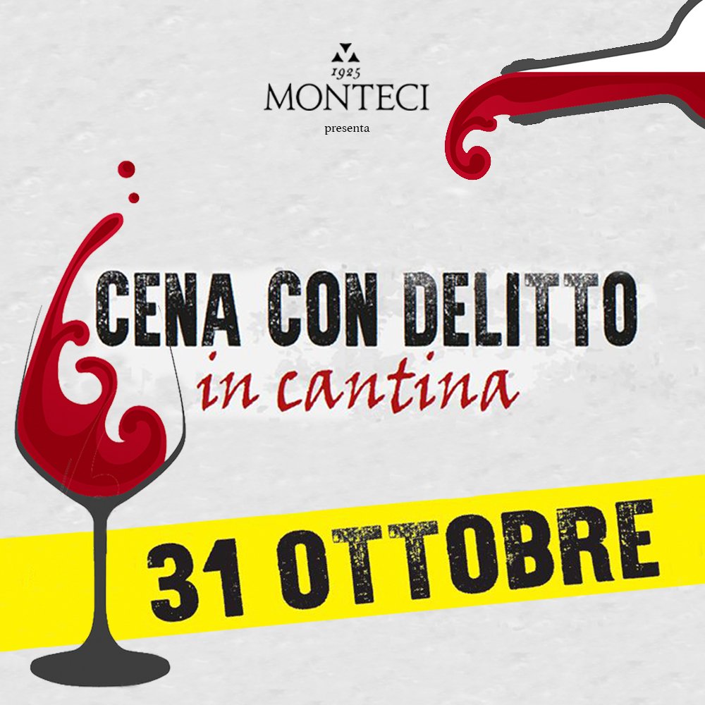 GrandiEventiVR's tweet photo. Mercoledì 31 Ottobre CENA CON DELITTO alle Cantine Monteci!
ORARIO: 19.30 | PREZZO: 49 € cena + seconda serata | 15€ solo dopo cena (una consumazione inclusa). INFO E PRENOTAZIONI: Tel: 0457151188 | Email: eventi@monteci.it 

Link all'evento 👉🏼 https://t.co/myrdF1cTEv https://t.co/xCgDzTV3jq