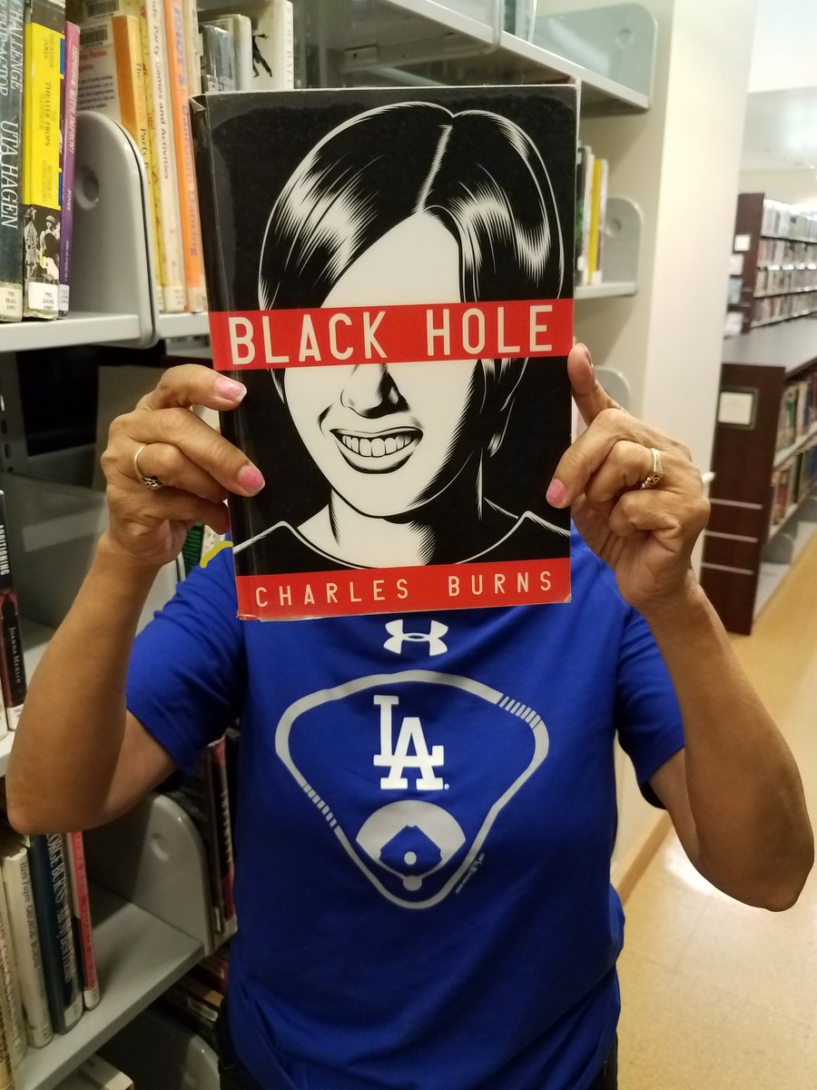 crzblue's tweet photo. Happy #bookfacefriday  Graphic book Black Hole. By Charles Burns. Weird book, great graphics.  #bookface #bookfacefridays. #bookstagram book from the #monrovialibrary book #42 of #52booksin52weeks Go Dodgers! https://t.co/FUIeMDTeLv