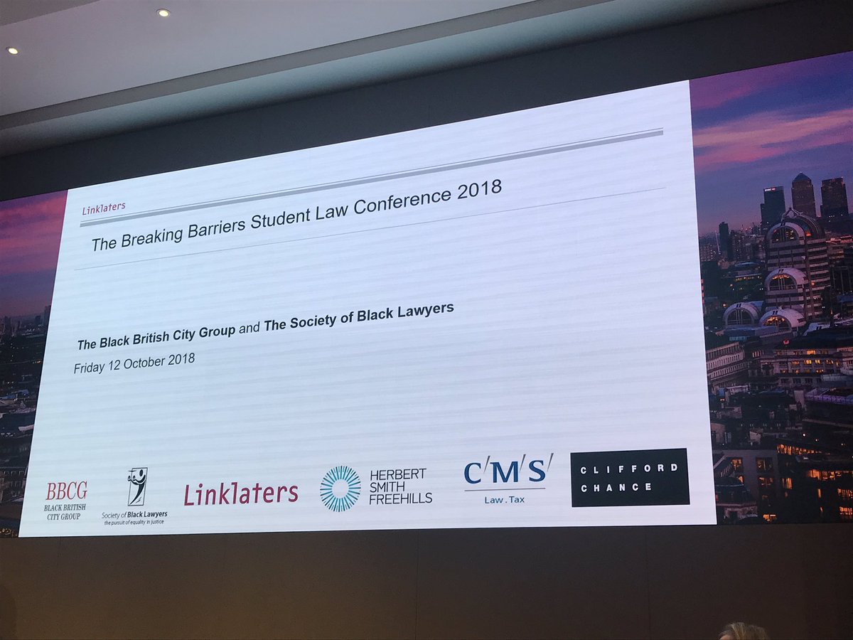 Breaking Barriers Student Law Conference about to start <a href="/LinklatersLLP/">Linklaters LLP</a> Great looking event. @CC_UK_PR <a href="/BBCG/">Blueberry</a> #inspire #bhm
