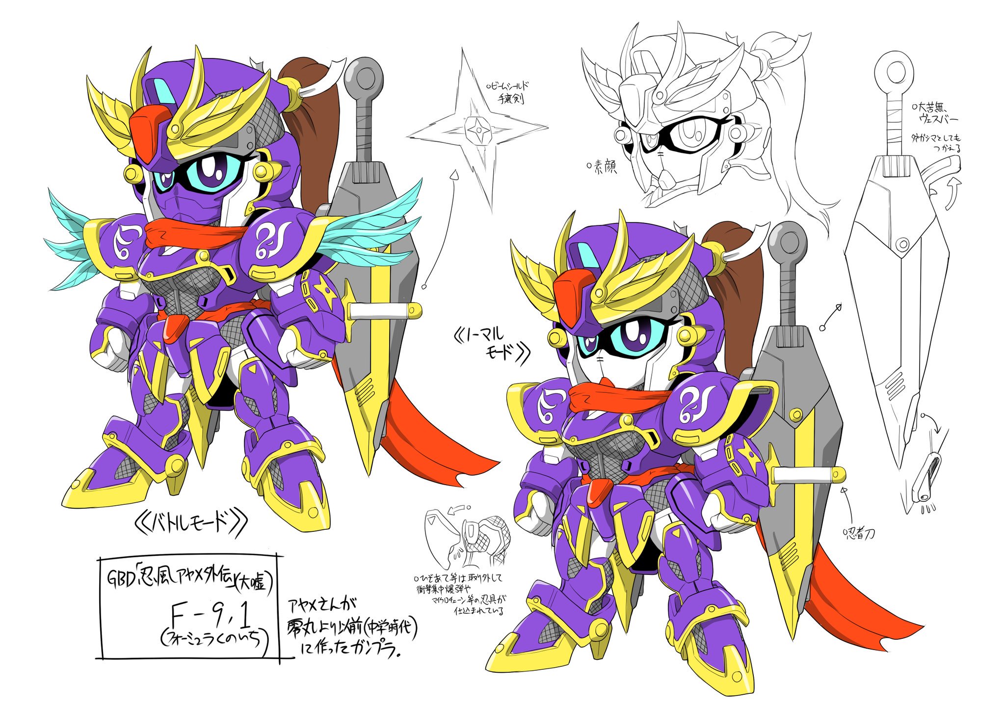 てらつま 寺島慎也の嫁 注意 監督公認ですが 非公式 です 綿田監督発案によるアヤメが零丸以前に使っていたガンプラ ｆ９ﾉ１ エフくのいち 監督と雑談の時点では使いどころがない単なるネタでしたが 勿体ないので落書きしてみました By