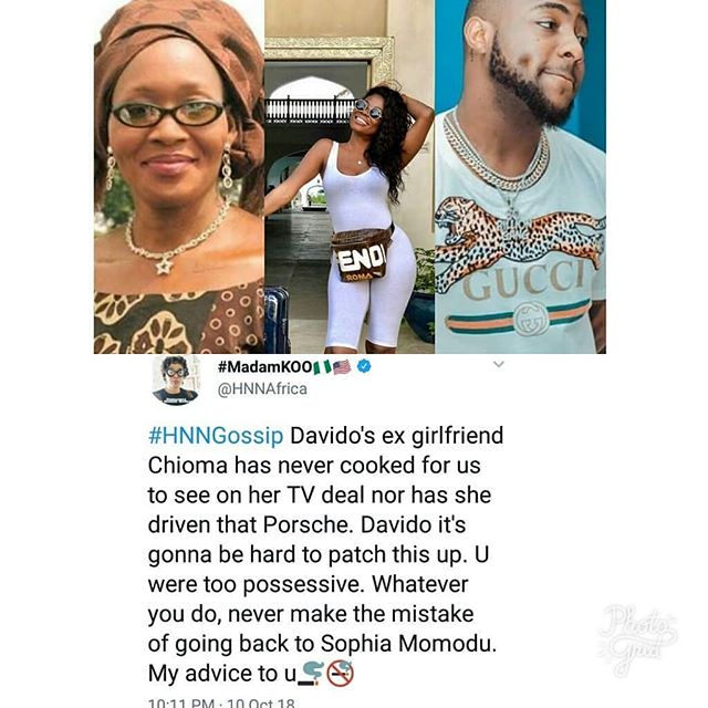 MediaGuide_NG's tweet photo. 'Davido should not make the mistake of going back to Sophia as his relationship with Chioma hits the rock bottom because he's too possessive' - Kemi Olunloyo What do you say about this fam?? #MediaGuideTV #TVGuide #TvPersonality https://t.co/7t9a8X1dM8 Via IG: MediaGuideTV https://t.co/KyuqjjGCg4