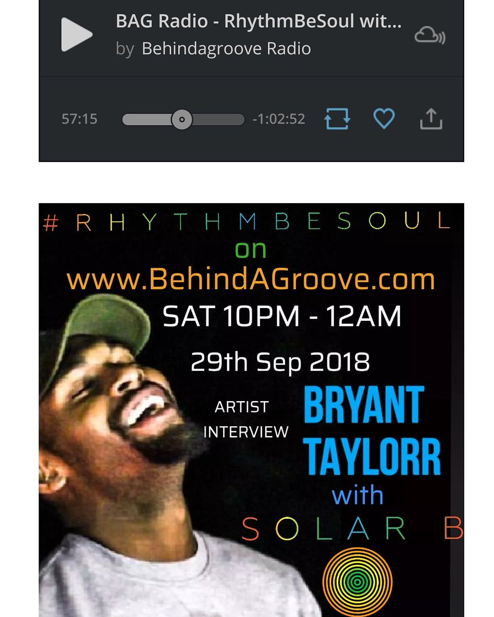 DJSolarB's tweet photo. #PLAYNOW
BRYANT TAYLORR INTERVIEW @bryant_taylorr on #RhythmBeSoul
#RnB #Soul #HipHop
โถ
https://t.co/Iuw7KMF9K0
#dopesinger #DopeMusic #nashville
@behindagroove #NewMusic
#Juice #MoreJuice https://t.co/f4nD4Cfyao