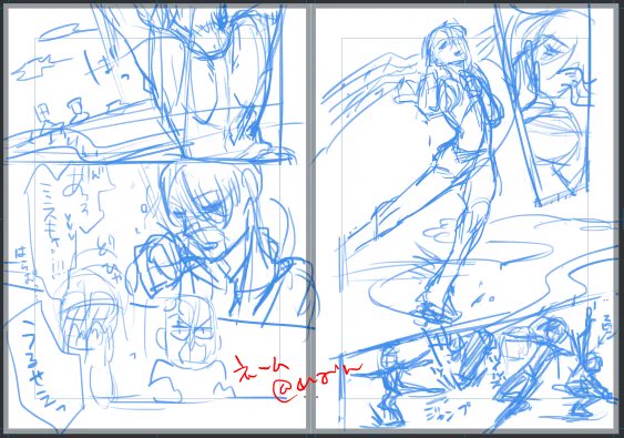 #ラフから下書きペン入れ完成までの原稿過程を紹介する
【ヴィク勇】ラフレイヤーいつも消してしまう…今回たまたま小さいけど保存してた😌 