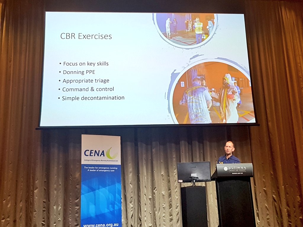 CerebralNurse's tweet photo. Apparently key ingredients for a Chemical, Biological, Radiological (CBR) decontamination training exercise include medical students in wetsuits and mustard #whoknew #ICEN2018 #simulation https://t.co/xldYqz35TO