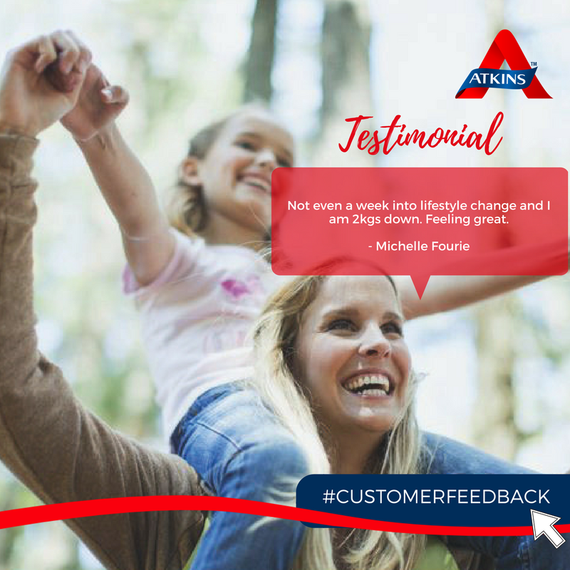Atkins_SA's tweet photo. We love reading about our #AtkinsCommunity's successes with this lifestyle and how much our advice and products have helped in the process! Share your stories with us!

#FeedbackFriday #lowcarbcurious #lowcarb #lowsugar #Carbconscious #fitfam https://t.co/2ZmFBwA5Ag