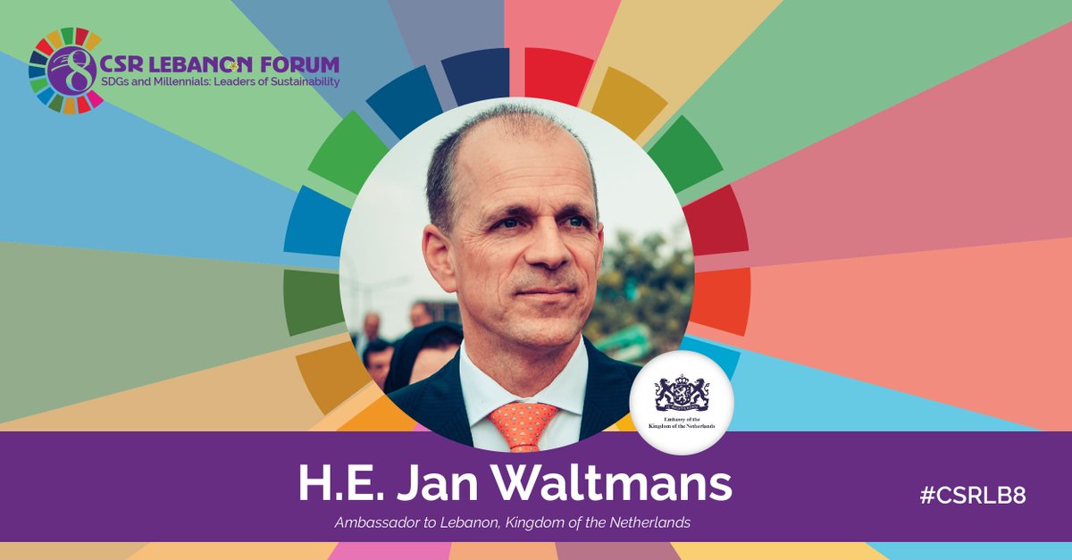 csrlebanon's tweet image. It brings us great honour to welcome H.E. Mr. @JanWaltmans, Ambassador to Lebanon, Kingdom of the #Netherlands, to the 8th #CSRLEBANON FORUM! Welcome Ambassador #CSRLB8 #CSRLB #Sustainability #SDGs #CSR csrlebanon.com/Forum/Speakers