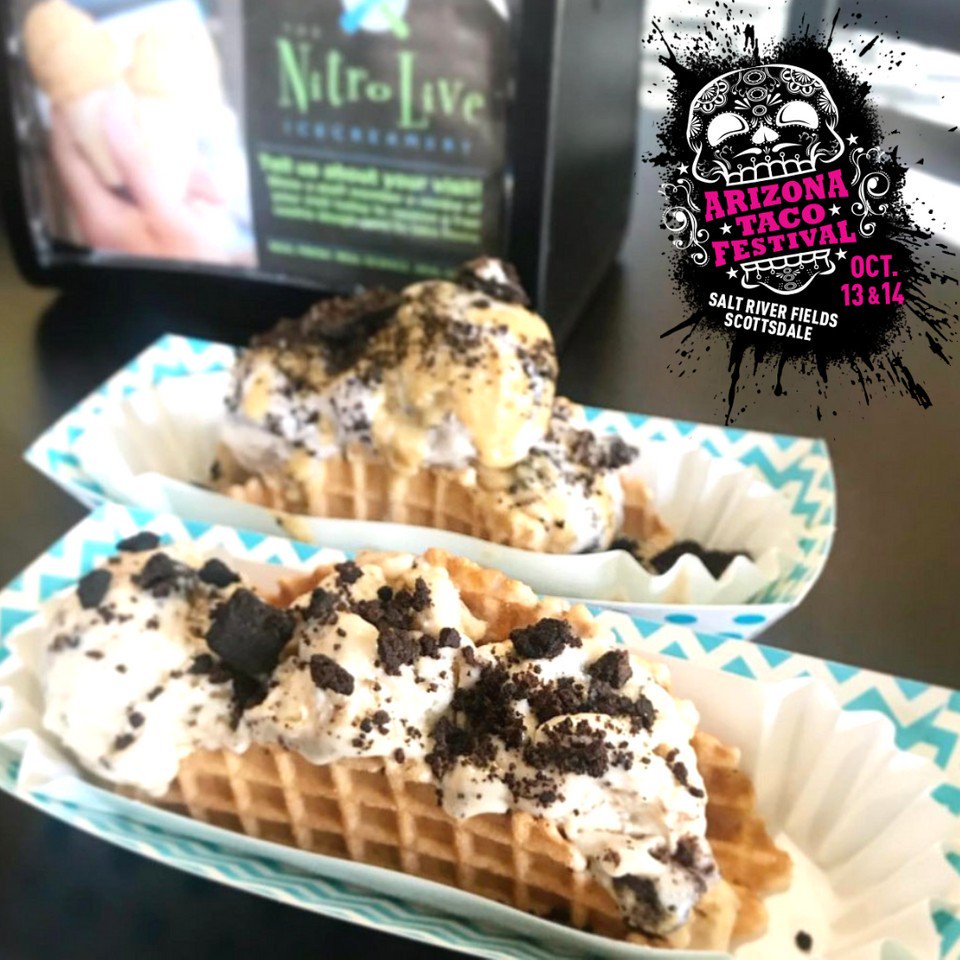 NitroLiveCream's tweet photo. Event alert!! The Arizona Taco Festival is this weekend and we will be there serving our yummy ice cream tacos! Don't miss out, this lively event will satisfy all your taco cravings #aztacofestival https://t.co/txdRjpryI1