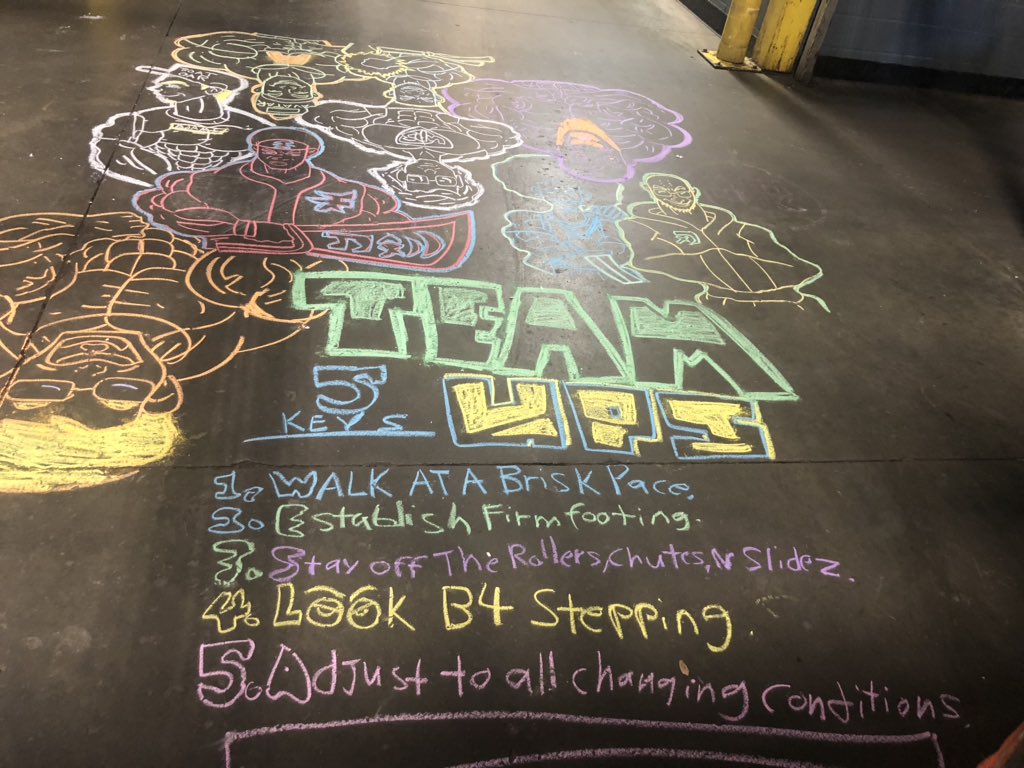 HubAlabama's tweet image. Another drawing from Anthony here on MONAL Twilight! Encouraging #UPSers to use the 5 keys to prevent slips and falls. #WESLA #SafteyByChoice #NotByChance #UPSSafetyRelay