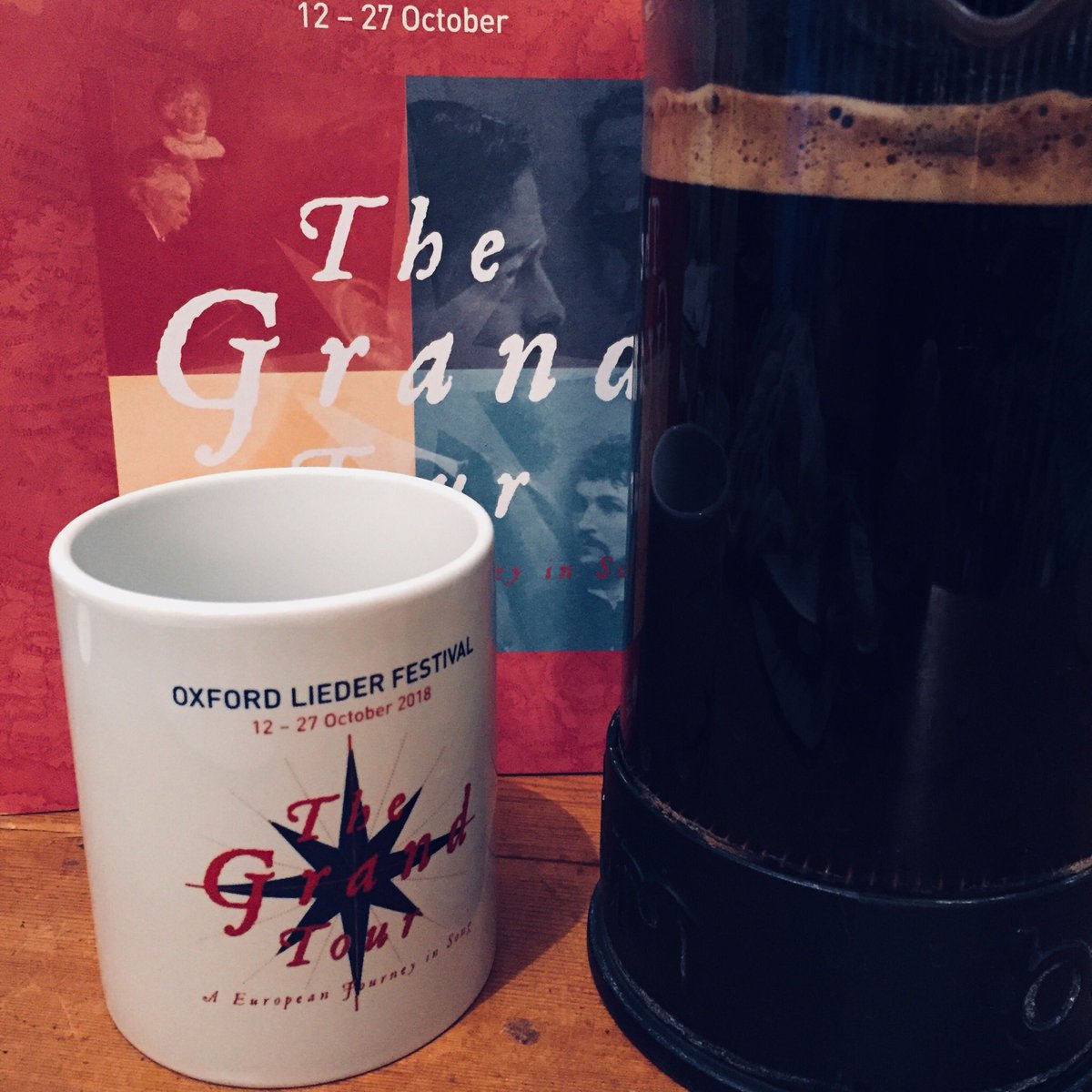 SholtoKynoch's tweet photo. It’s @OxfordLieder Festival day one! Director’s privilege: early access to a Festival mug! Gearing up for the six events of day one. https://t.co/Ip67zmNAab