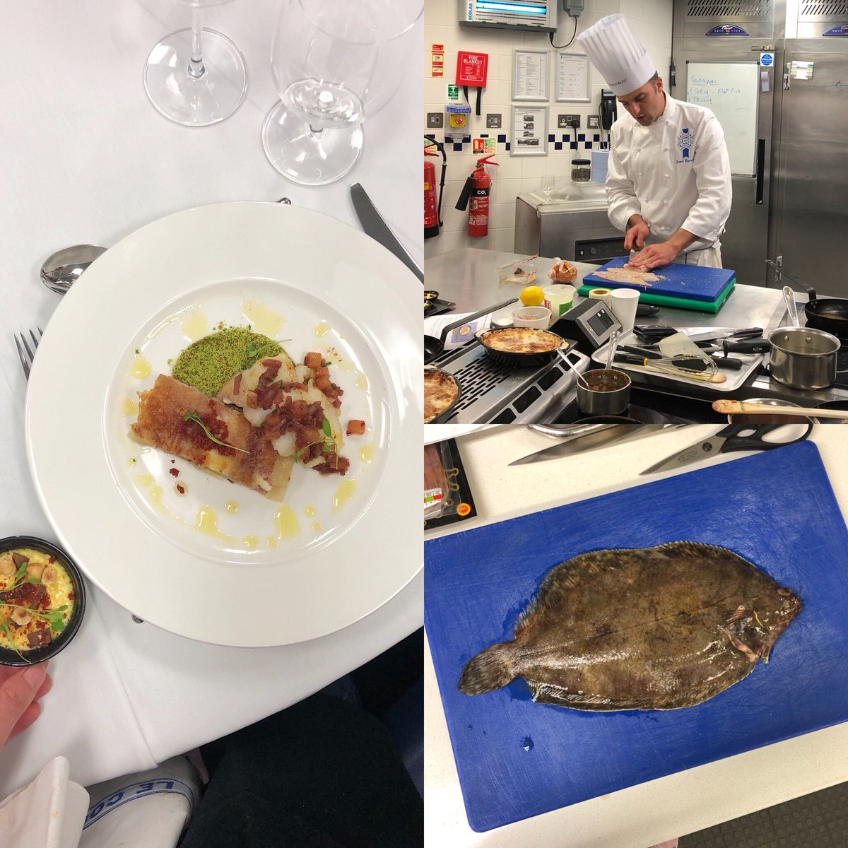 CeriJonesChef's tweet image. Last nights cooking lesson at Cordon Bleu! Pretty pleased with my fish filleting, plating and great to learn some new creative ways to use @ParmaHamUK 👌🏻#CookWithParmaHam #bloggerevent