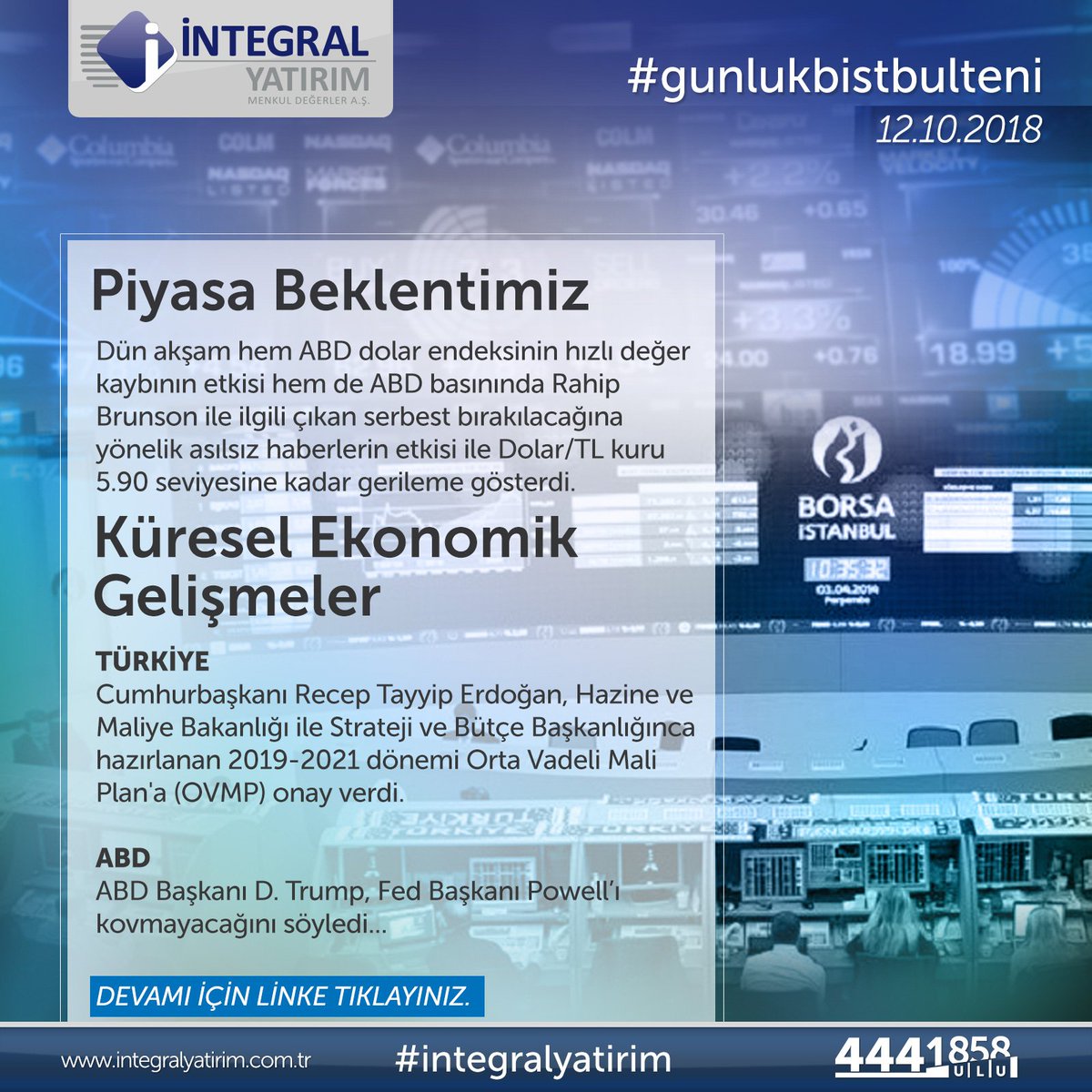 Günlük bist bültenimize linkten ulaşabilirsiniz.
goo.gl/xsKoBg
#integralyatirim #analiz #gunlukbistbulteni