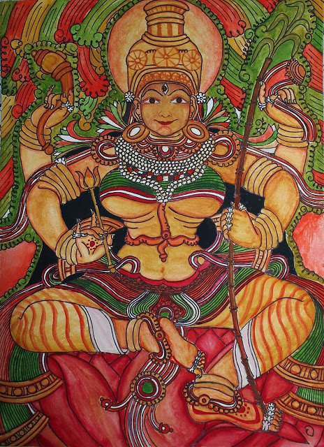 an impression of  #Devi from South  #Keral in  #Mural style of  #painting Sri Thirumeni Guruji: DEVI MAHATMYA STOTHRA ASHTAKAM  https://srithirumeniguruji.blogspot.com/2015/05/devi-mahatmya-stothra-ashtakam_19.html?spref=tw