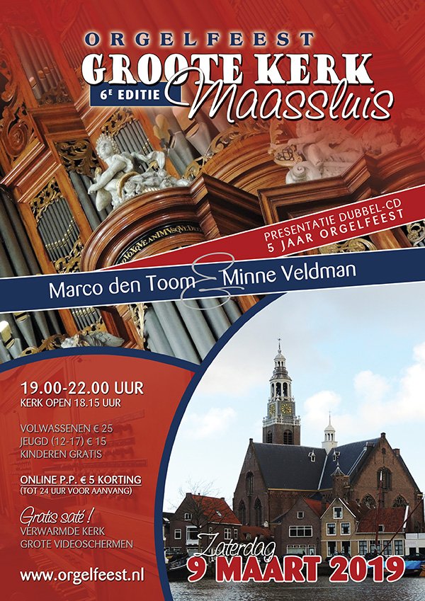 De voorverkoop is geopend! Koop nu met korting je kaarten voor ORGELFEEST 2019 in Maassluis met <a href="/marcodentoom/">Marco den Toom</a> en <a href="/minneveldman/">Minne Veldman</a>!
