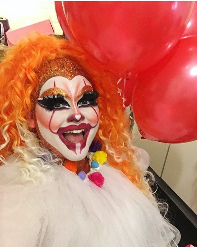 Prozac wearing Pennywise style makeup, one of the queens rumoured for Drag Race Australia