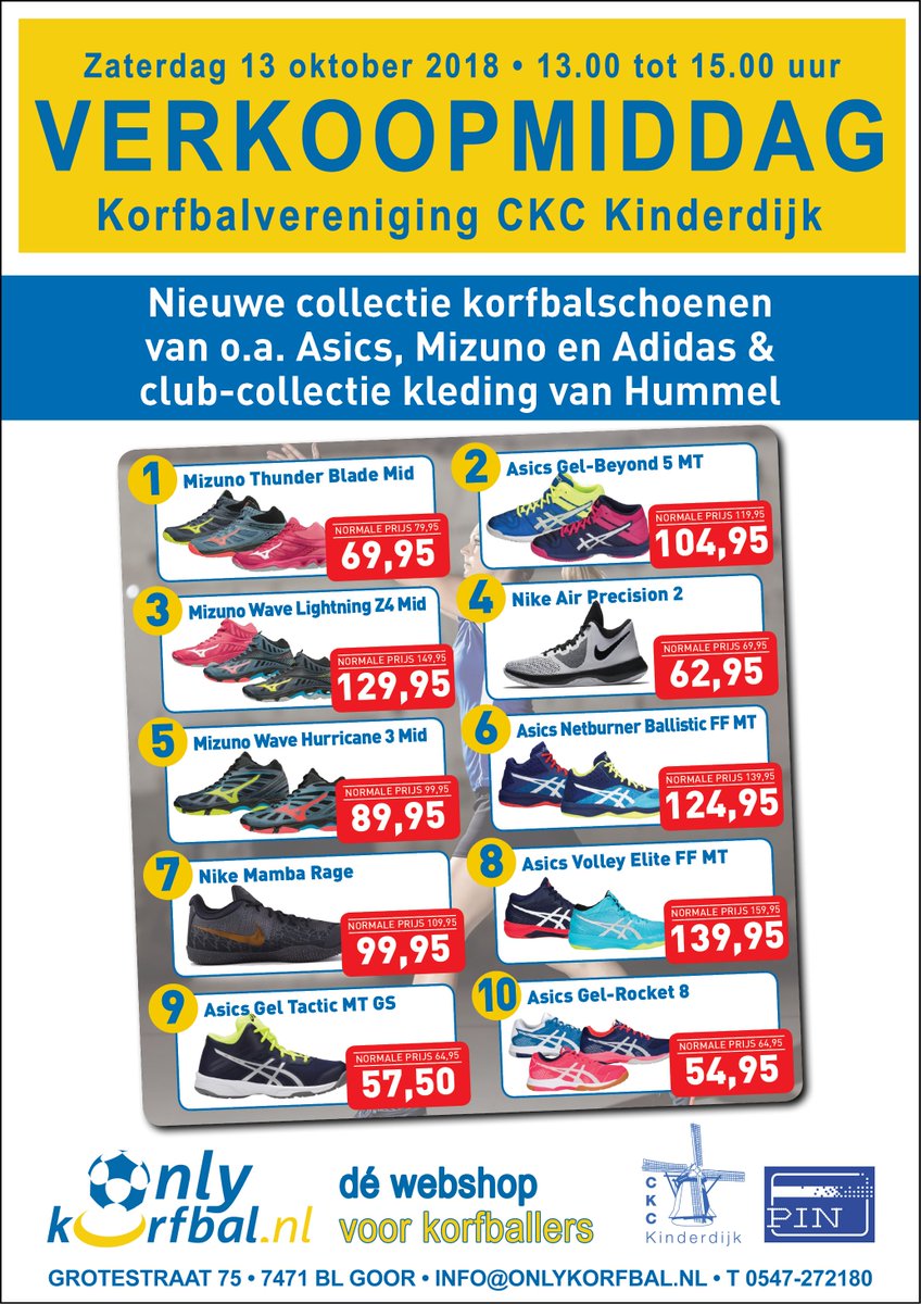 13 oktober 2018 13.00 -15.00 organiseren we een #pasmiddag <a href="/ckckinderdijk/">CKC Kinderdijk</a> in samenwerking met <a href="/Onlykorfbal/">Onlykorfbal.nl</a> ⚽️ #nieuwecollectie #korfbalschoenen