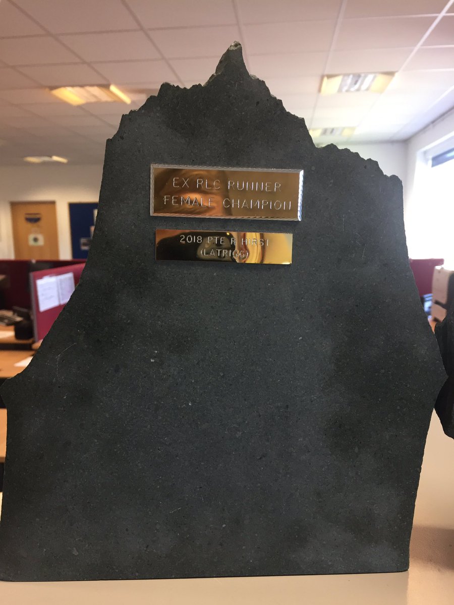 RLCRunners's tweet photo. A Close up of #ExRLCRunner Male & Female โLA Triggโ 5.5mile Winners ๐ ๐ Trophies made in #Keswick out of #KeswickStone to be displayed @RHQ_The_RLC ๐โโ๏ธMale Winner- Pte Elly Tarus @6RegtRLC & ๐๐ปโโ๏ธFemale Winner Pte Rachael Hirst @13aasp #WeAreTheRLC #BritishArmySport #RLCRunners https://t.co/DCqdJjCwHw