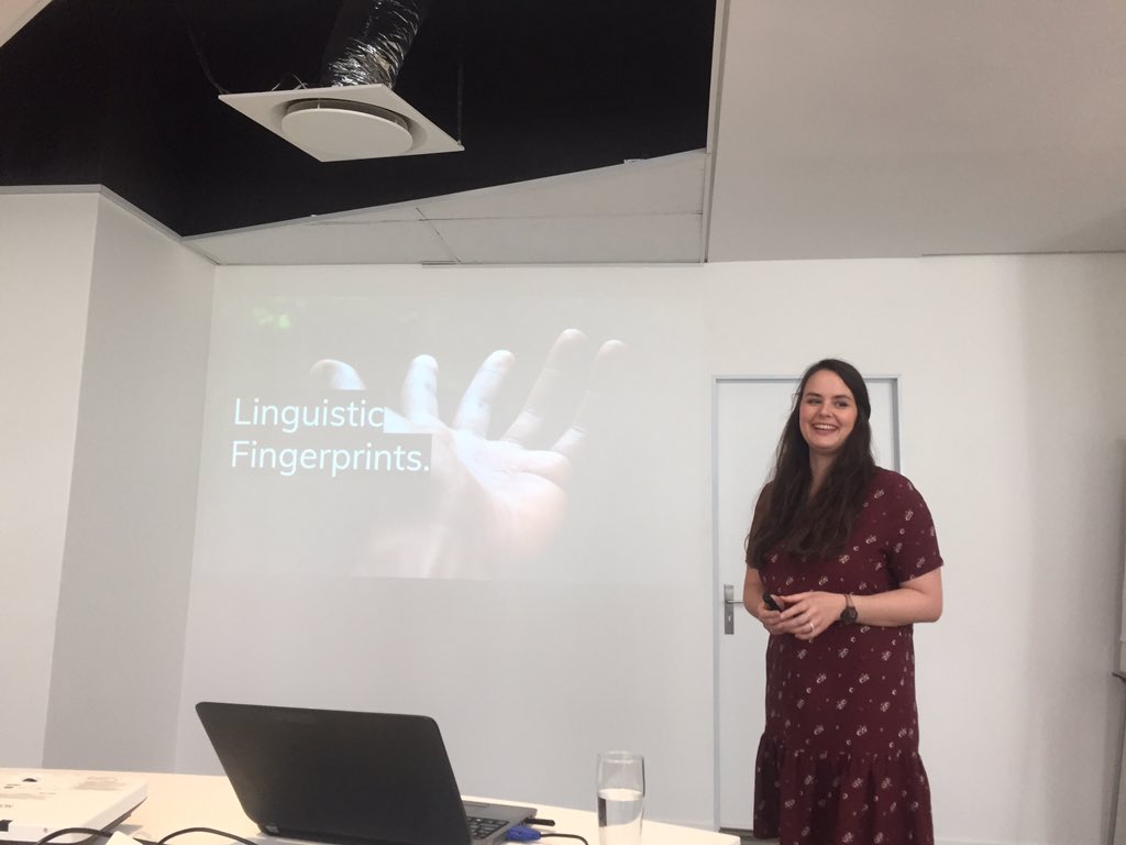 claire_thatsme's tweet photo. Hella interesting topic at #CerebraLearning this morning. @danigeyer telling us how Linguistic Fingerprints were used to catch serial killer ‘The Unabomber’ 😱 https://t.co/ssPvqNeOo2