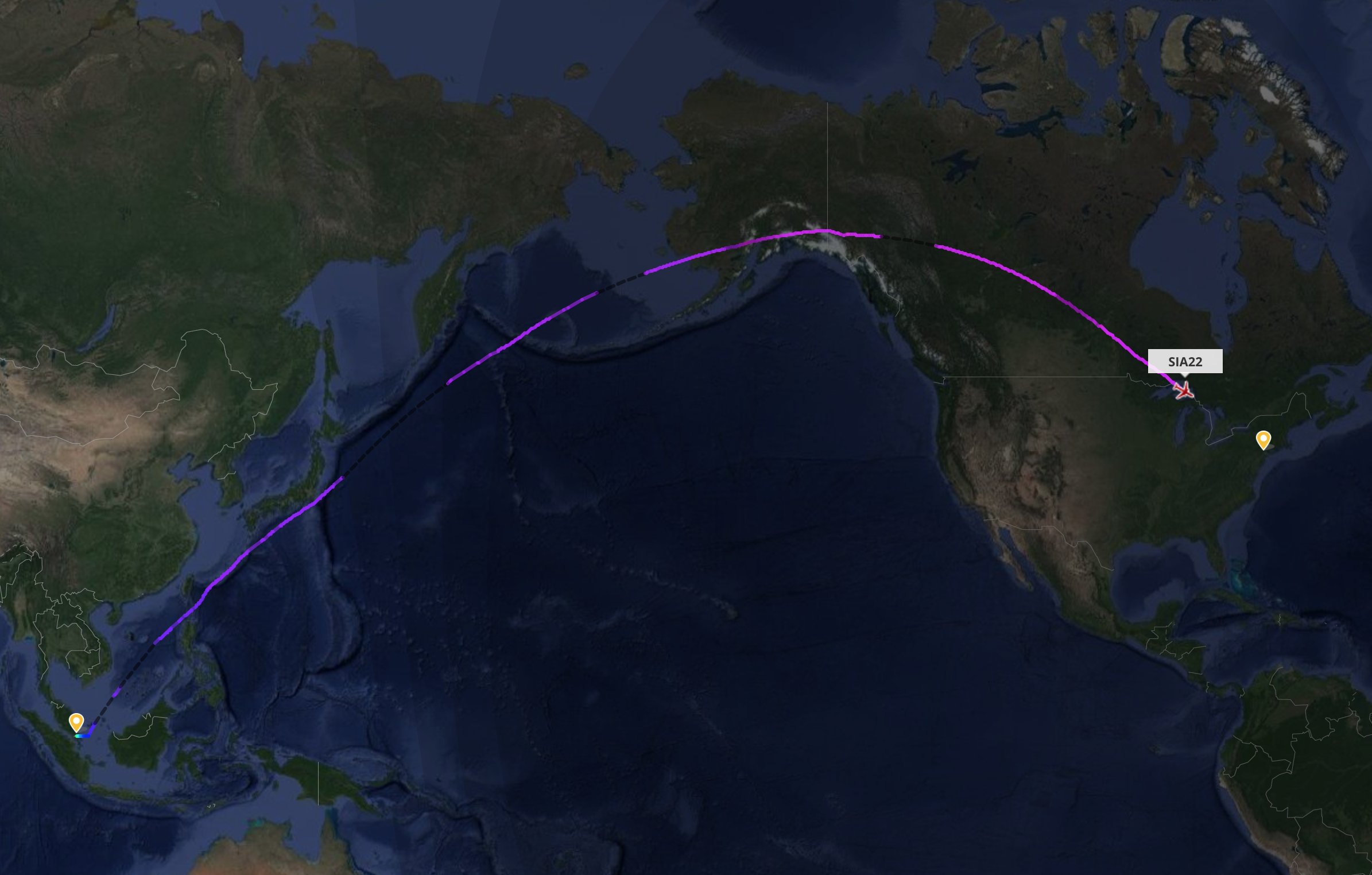 Flightradar24 on Twitter "SQ22 just about half way on its journey