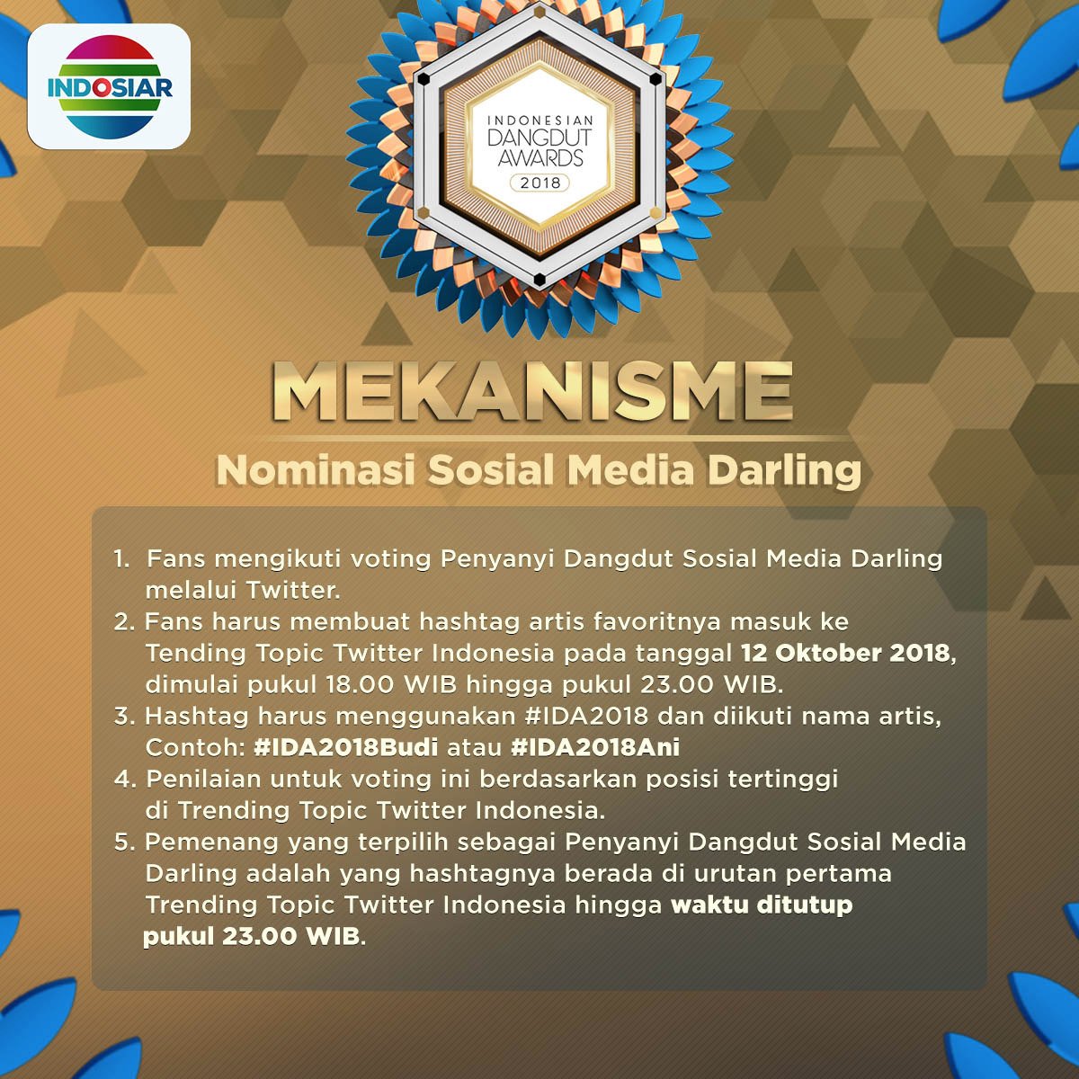 Yuk dukung artis favorit kamu supaya bisa menjadi penyanyi dangdut social media darling di #IndonesianDangdutAwards201..